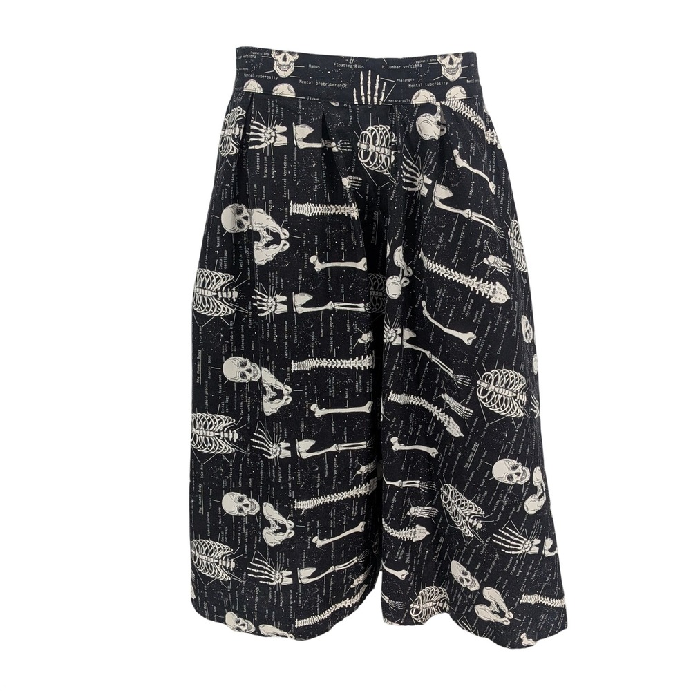 Retrolicious Black Skeleton Anatomy Skater Skirt Goth Pinup Academia Pleated 4X